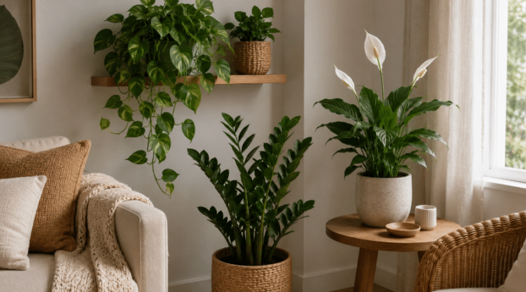 Plantas que gostam de sombra deixam a sala mais verde, acolhedora e elegante, mesmo em ambientes com luz indireta.