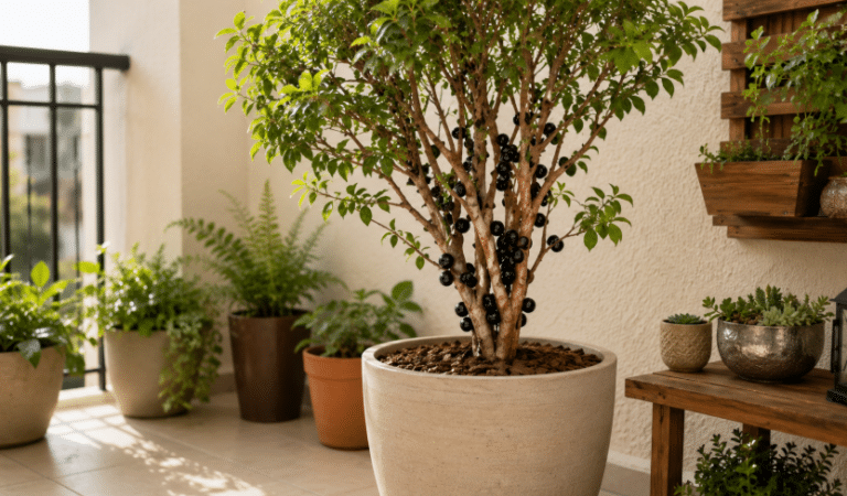 Jabuticabeira em vaso mostra que é possível cultivar uma árvore frutífera mesmo em espaços pequenos, trazendo beleza, frescor e um toque natural para dentro de casa.
